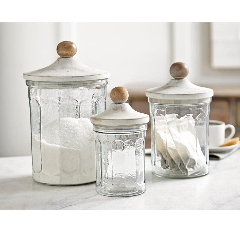 Mud Pie™ Clear Glass 3 Piece Kitchen Canister Set & Reviews Wayfair
